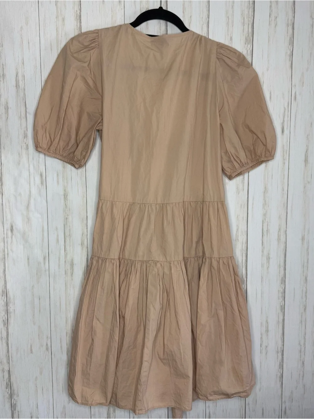 J. Crew Puff Taupe Puff-Sleeve Wrap Dress XS